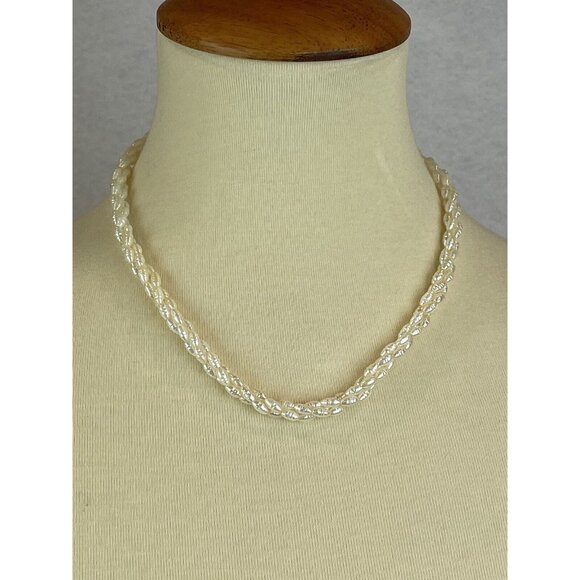 Vintage Faux Freshwater Pearl Twisted Multi-Strand Necklace Dainty Short - Picture 1 of 6